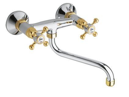 Sapho Antea 3062 dřezová baterie nástěnná 150 mm kohoutková chrom / zlato
