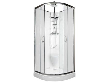 254 4 sprchovy box briliant model 7 ctvrtkruhovy s vanickou z liteho mramoru sedatkem a sprchovou termostatickou tyci s horni sprchou matne chinchila sklo