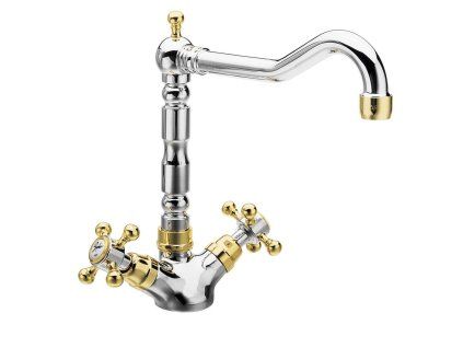 Sapho Antea 3122 dřezová baterie s retro hubicí chrom/zlatá