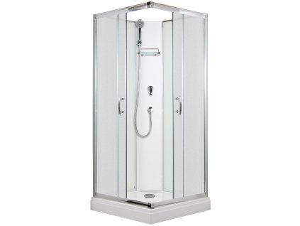 2591 11 sprchovy box smaragd model 1 ctverec s vanickou z liteho mramoru matne chinchila sklo