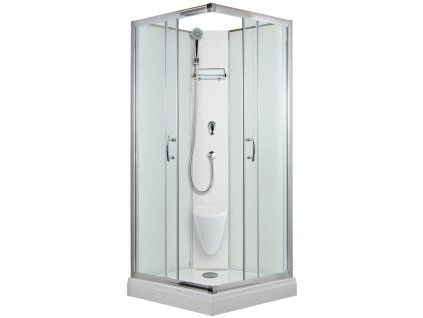 2594 12 sprchovy box smaragd model 2 ctverec s vanickou z liteho mramoru a sedatkem cire sklo