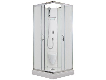 2597 12 sprchovy box smaragd model 2 ctverec s vanickou z liteho mramoru a sedatkem matne chinchila sklo
