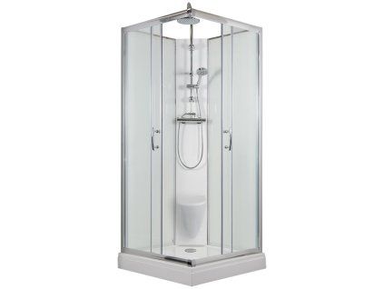 2612 10 sprchovy box smaragd model 7 ctverec s vanickou z liteho mramoru sedatkem a sprchovou termostatickou tyci s horni sprchou cire sklo