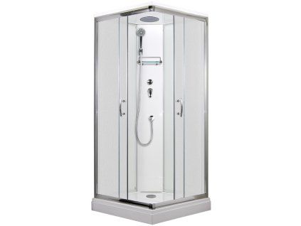 3386 12 sprchovy box smaragd model 1 ctverec se stropem a vanickou z liteho mramoru matne chinchila sklo