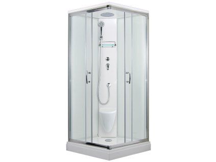 3389 13 sprchovy box smaragd model 2 ctverec s vanickou z liteho mramoru sedatkem a stropem s horni sprchou cire sklo