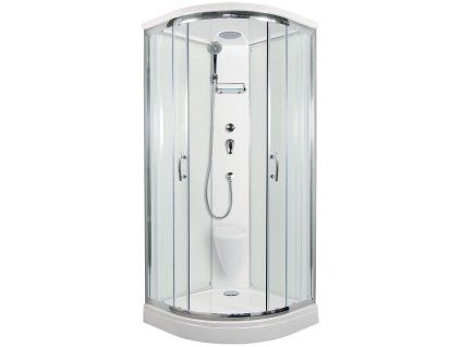 3401 4 sprchovy box briliant model 2 ctvrtkruhovy s vanickou z liteho mramoru sedatkem a stropem s horni sprchou cire sklo
