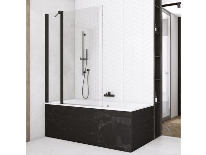 SanSwiss Ronal SOLINO Black 100 cm vanová zástěna sklo Transparent SOEB131000607