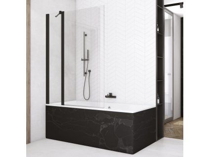 SanSwiss Ronal SOLINO Black 90 cm vanová zástěna sklo Transparent SOEB130900607