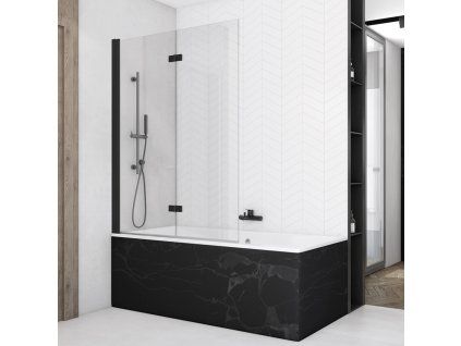 SanSwiss Ronal SOLINO Black 120 cm levá vanová zástěna sklo Transparent SOLB2G1200607