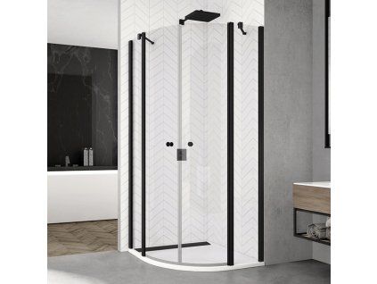 SanSwiss Ronal SOLINO Black 100 x 100 cm sprchový kout sklo Transparent SOR501000607