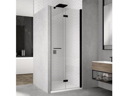 SanSwiss Ronal SOLINO Black 90 cm pravé sprchové dveře sklo Transparent SOLF1D0900607