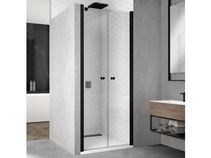SanSwiss Ronal SOLINO Black 100 cm sprchové dveře sklo Transparent SOL210000607