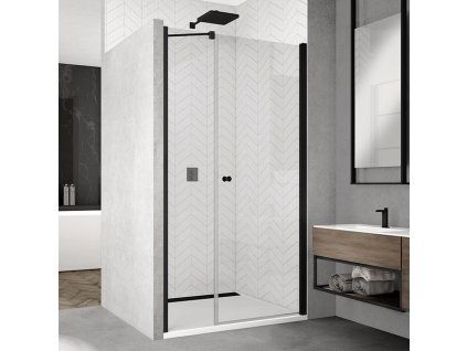 SanSwiss Ronal SOLINO Black 90 cm sprchové dveře sklo Transparent SOL3109000607