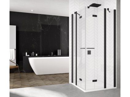 SanSwiss Ronal SOLINO Black 100 cm sprchové dveře sklo Transparent SOL1310000607