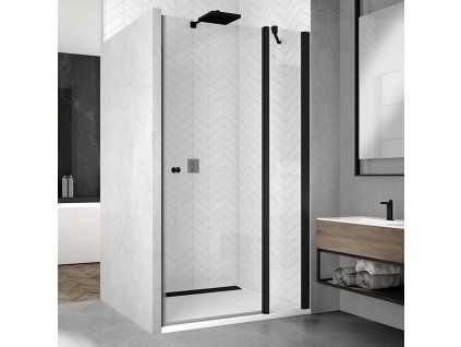 SanSwiss Ronal SOLINO Black 90 cm sprchové dveře sklo Transparent SOL1309000607