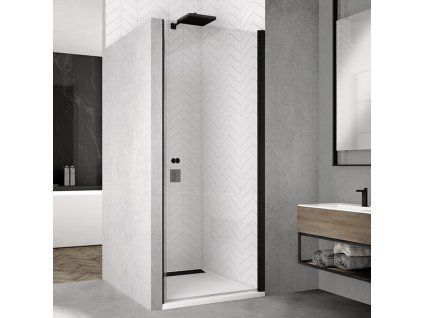 SanSwiss Ronal SOLINO Black 90 cm sprchové dveře sklo Transparent SOL109000607