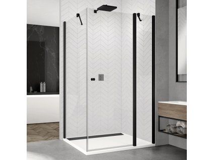 SanSwiss Ronal SOLINO Black 70 cm boční stěna sklo Transparent SOLT107000607