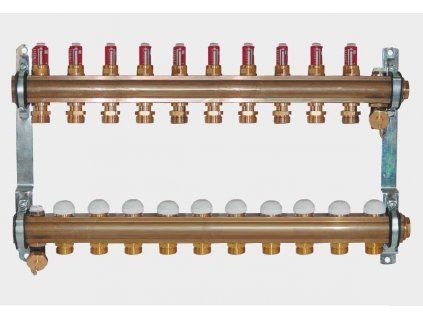 HERZ 10 okr. G1" mosazný rozdělovač pro podlahové topení 1853210