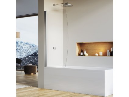 SanSwiss SOLINO 75 cm jednokřídlá vanová zástěna - aluchrom/sklo bílé linky SOLB107500488