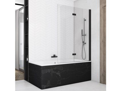 SanSwiss SOLINO Black 120 cm vanová zástěna - černý/sklo bílé linky SOLB2D0688