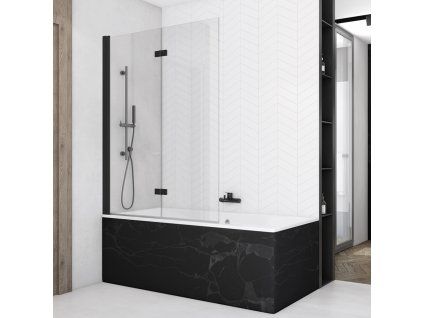 SanSwiss SOLINO Black 110 cm vanová zástěna - černý/sklo bílé linky SOLB2G1100688