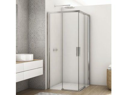 SanSwiss DIVERA 100 cm rohový vstup - aluchrom/sklo bílé linky D22SE2B1005088