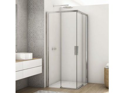 SanSwiss DIVERA 80 cm rohový vstup - aluchrom/sklo bílé linky D22SE2B0805088