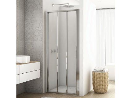 SanSwiss DIVERA 120 cm třídílné posuvné dveře - aluchrom/sklo bílé linky D22S31205088