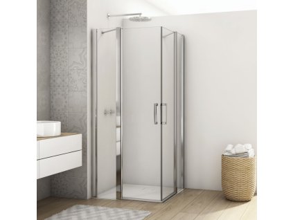 SanSwiss DIVERA 120 cm rohový vstup - aluchrom/sklo bílé linky D22DE2B1205088