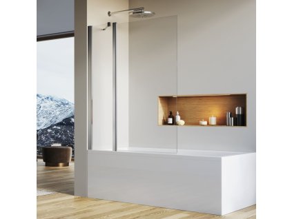 SanSwiss SOLINO 100 cm jednokřídlá vanová zástěna - aluchrom/sklo Transparent SOEB131005007