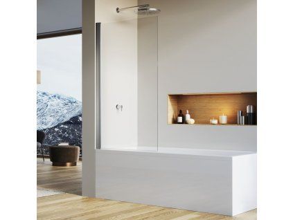 SanSwiss SOLINO 75 cm jednokřídlá vanová zástěna - bílý/sklo Screen SOEB107500487