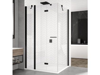 SanSwiss SOLINO Black 140 cm dveře - levé - černý/sklo bílé linky SOLF13G1400688