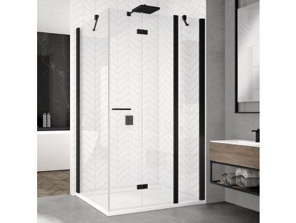 SanSwiss SOLINO Black 100 cm dveře - pravé černý/sklo Transparent SOLF13D1000607