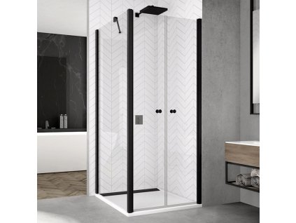 SanSwiss SOLINO Black 70 cm boční stěna - černý/sklo bílé linky SOLT207000688