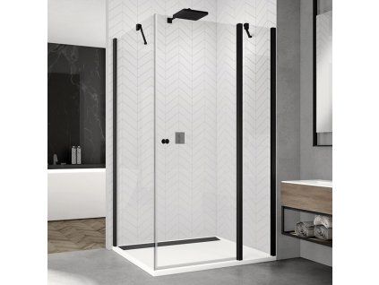 SanSwiss SOLINO Black 70 cm boční stěna - černý/sklo bílé linky SOLT107000688