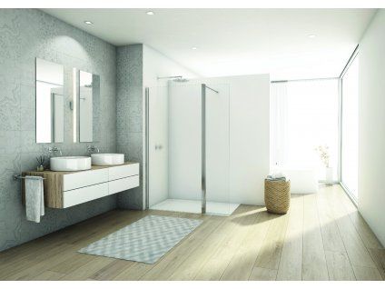 SanSwiss DIVERA 120 cm pevná stěna walk-in - aluchrom/sklo Screen D22WI31205087