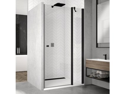 SanSwiss SOLINO Black 75 cm jednokřídlé dveře - černý/sklo Screen SOL1307500687