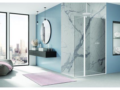 SanSwiss EASY 120 cm pevná stěna walk-in samostatná s vyrovnávacím profilem - bílý/ sklo Parsol STR4P1200920