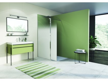 SanSwiss EASY 41 cm montážní set BTE3 - krátká otočná stěna ve 180° - bílý/sklo Brume BTE3R04060981