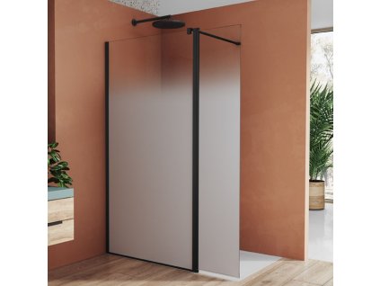 SanSwiss EASY 41 cm montážní set BTE3 - krátká otočná stěna ve 180° - černý/sklo Brume BTE3R04060681