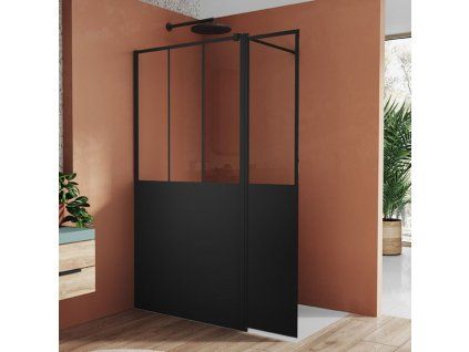 SanSwiss EASY 41 cm montážní set BTE3 - krátká otočná stěna ve 180° - černý/sklo Loft 69 BTE3L04060669
