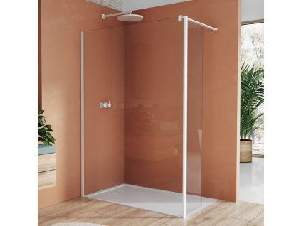 SanSwiss EASY 42 cm montážní set BTE2 - krátká otočná stěna v 90° - bílý/sklo Transparent BTE204200907