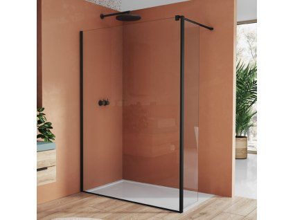 SanSwiss EASY 42 cm montážní set BTE2 - krátká otočná stěna v 90° - černý/sklo Transparent BTE204200607