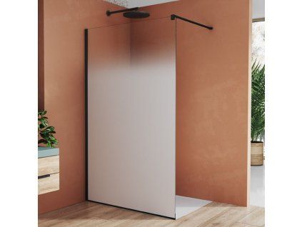 SanSwiss EASY 100 cm pevná stěna walk-in samostatná s vyrovnávacím profilem - černý/sklo Brume STR4P1000681