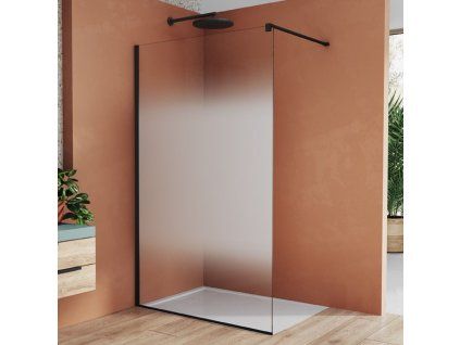 SanSwiss EASY 100 cm pevná stěna walk-in samostatná s vyrovnávacím profilem - černý/sklo Shade STR4P1000668