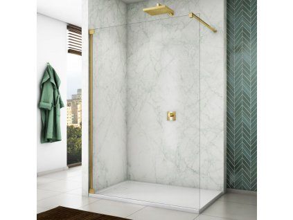 SanSwiss Cadura 100 cm pevná stěna walk-in - zlatý/sklo Screen CAT41001287