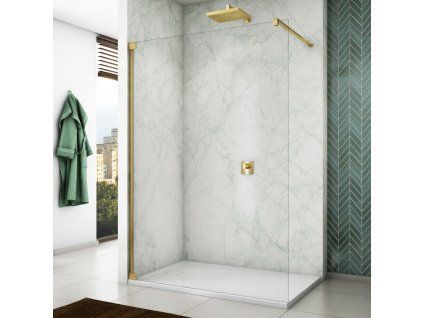 SanSwiss Cadura 110 cm pevná stěna walk-in - zlatý/sklo Transparent CAT41101207