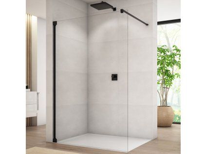SanSwiss Cadura 110 cm pevná stěna walk-in - černý/sklo Screen CAT41110687