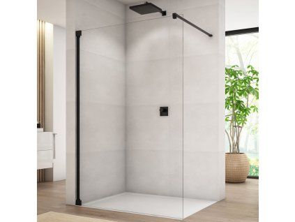 SanSwiss Cadura 90 cm pevná stěna walk-in - černý/sklo Screen CAT40900687