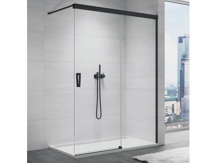 SanSwiss Cadura 160 cm pevná stěna walk-in - černý/sklo Screen CAW2D1600687